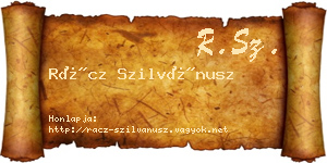 Rácz Szilvánusz névjegykártya